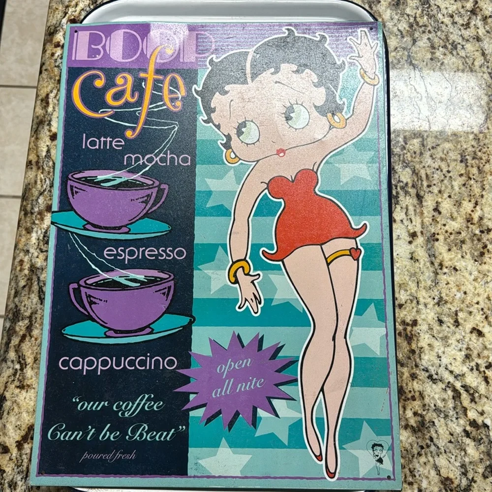 Betty Boop Metal Cafe Wall Art - Purple & Teal